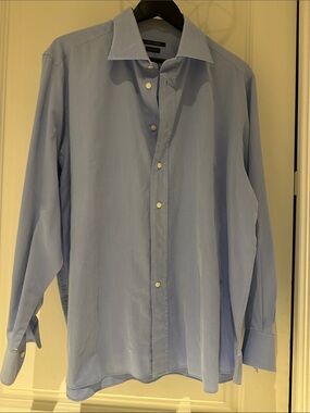 Pale Blue Men’s Button-Up Dress Shirt. 100% Cotton.